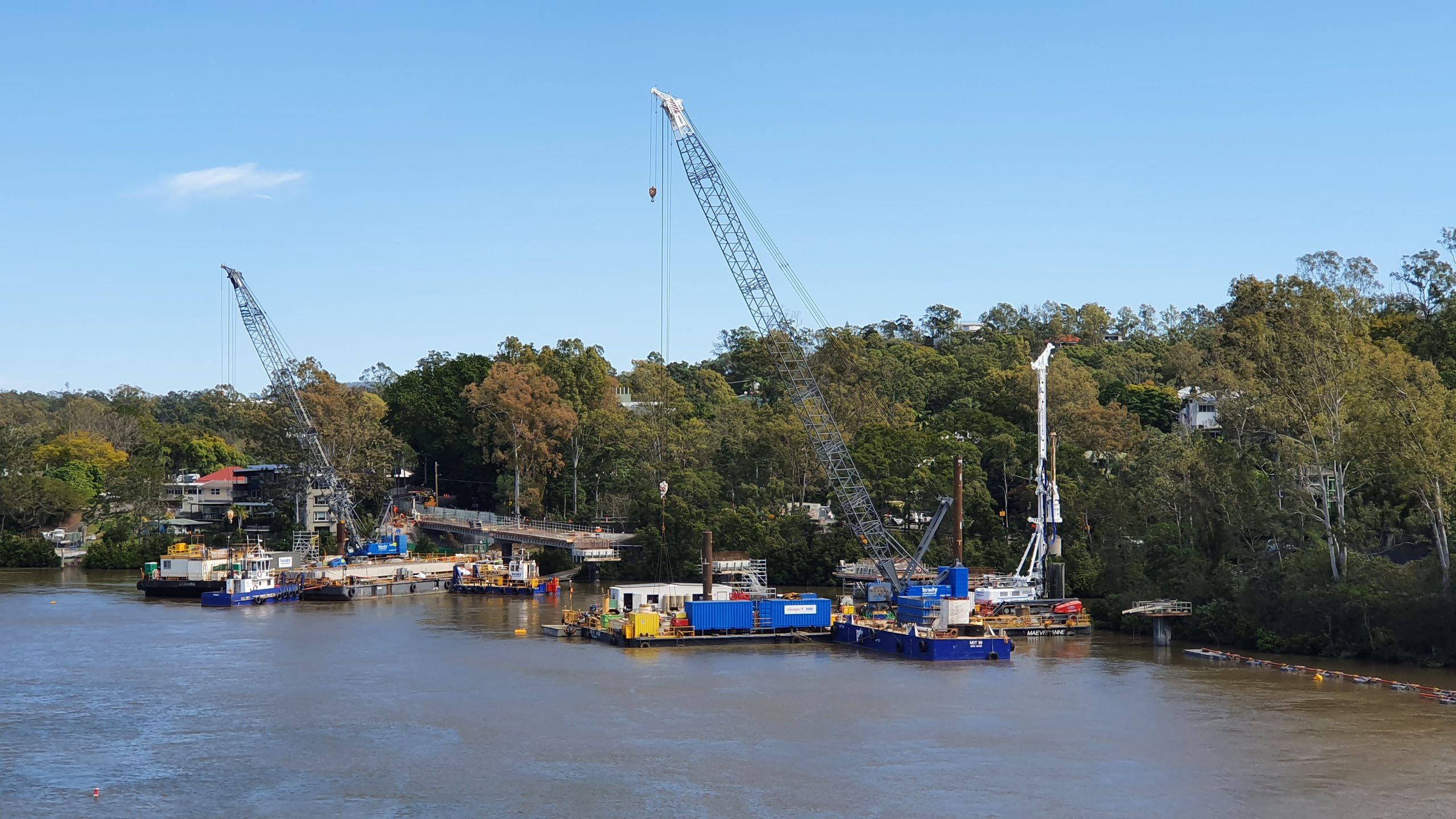 Barge bridge construction